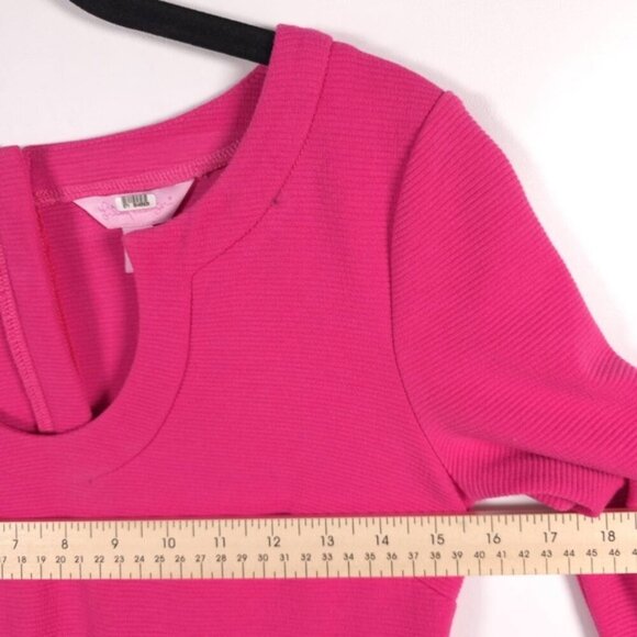 Lilly Pulitzer Pink 3/4 Sleeve Lina Shift Dress Gold Button Detail 18050 Size XS - Picture 8 of 15